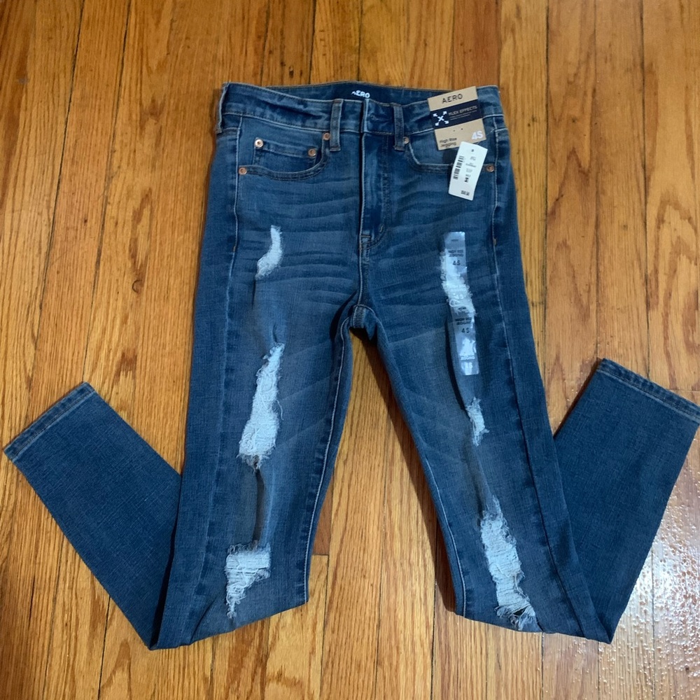 NWT Aeropostale 4S Distressed High Rise Jeggings